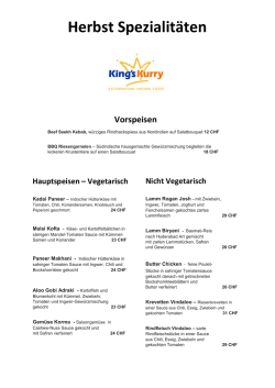 Herbst Spezialit&auml;ten Hauptspeisen &ndash; Vegetarisch