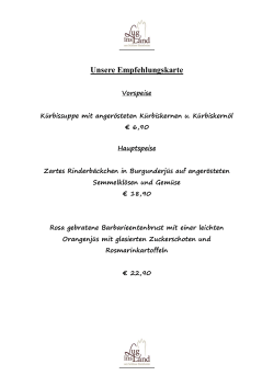 Unsere Empfehlungskarte - Lug ins Land Gastronomie am Schloss