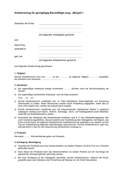 Arbeitsvertrag f&uuml;r geringf&uuml;gig Besch&auml;ftigte - Gruender