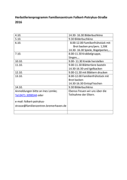 Herbstferienprogramm Familienzentrum Folkert-Potrykus