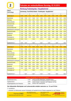 Hanau: Fahrplan Buslinie 2 am verkaufsoffenen Sonntag