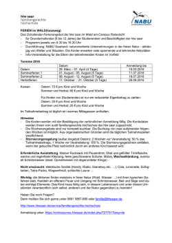 Infoblatt zur Ferienbetreuung