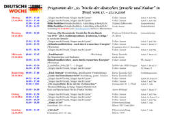 Programm der „10. Woche der deutschen Sprache und Kultur“ in