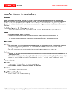 Java-Grundlagen – Kursbeschreibung