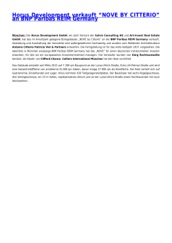 Horus Development verkauft &ldquo;NOVE BY - Rohmert