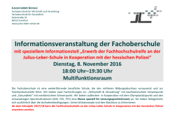 Informationsveranstaltung der Fachoberschule - Julius