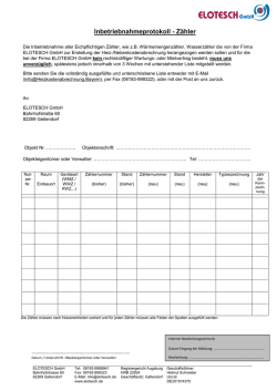 Inbetriebnahmeprotokoll - Z&auml;hler