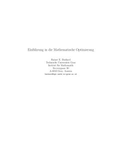 Einf&uuml;hrung in die Mathematische Optimierung
