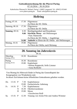 Gottesdienstordnung 07.09. - Pfarrei St.Michael in Paring