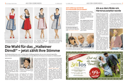 Die Wahl f&uuml;r das &bdquo;Halleiner Dirndl&ldquo; &ndash; jetzt z&auml;hlt Ihre Stimme