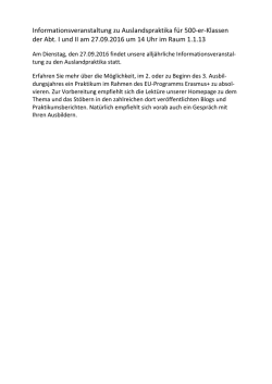 Informationsveranstaltung zu Auslandspraktika - Louise