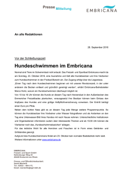 Hundeschwimmen im Embricana
