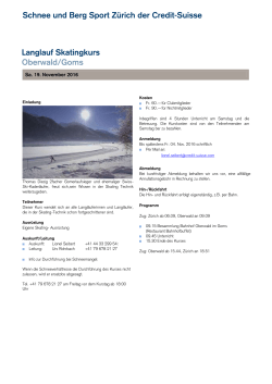 Kurs Goms 19.11.2016 - Schnee und Berg Sport Zürich der CREDIT