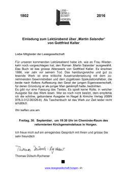 Einladung Lektüreabend Gottfried Keller