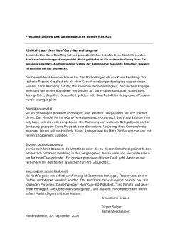 Pressemitteilung des Gemeinderates Hombrechtikon