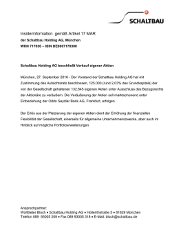 presseinformation - Schaltbau Holding AG
