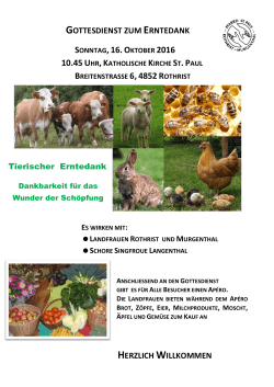 16.10. 10.45h: Erntedank-Feier - Rothrist