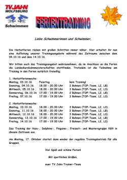Infozettel - TV Jahn Wolfsburg Schwimmen