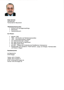Peter Schmitz Rechtsanwalt Fachanwalt für Steuerrecht