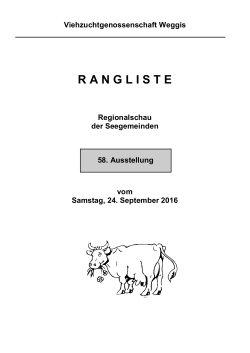 Rangliste 2016 - Vieh aus der Zentralschweiz
