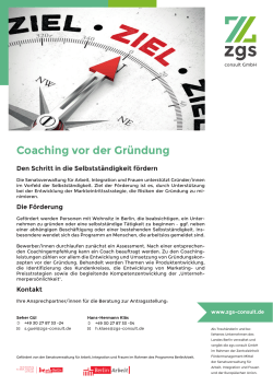 Coaching vor der Gründung | zgs consult GmbH