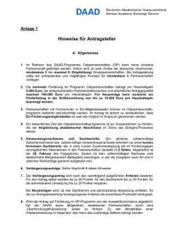 Hinweise f&uuml;r Antragsteller