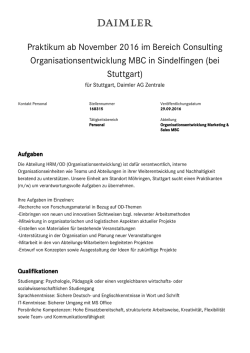 Praktikum ab November 2016 im Bereich Consulting