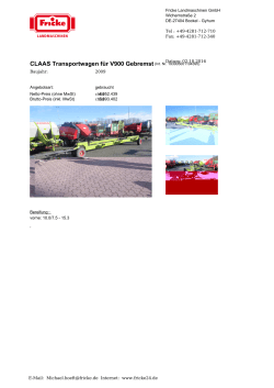 CLAAS Transportwagen für V900 Gebremst(Int. Nr