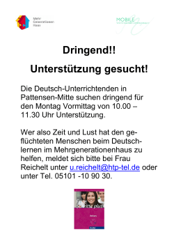 Helfer f&uuml;r Deutschunterricht gesucht!
