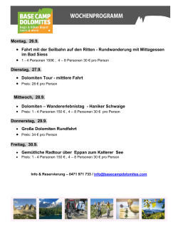 Wochenprogramm 26.9. - Base Camp Dolomites