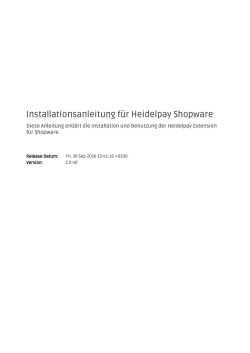 Installationsanleitung f&uuml;r Heidelpay Shopware