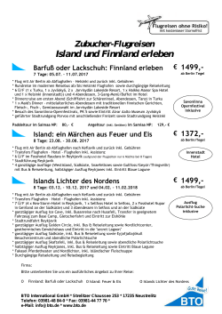 Zubucher-Flugreisen - Island und Finnland erleben