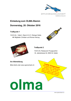 Einladung zum OLMA-Stamm Donnerstag, 20. Oktober 2016