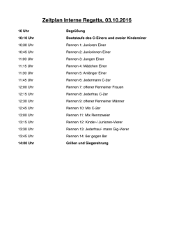 Zeitplan Interne Regatta, 03.10.2016