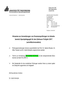 Hinweise zur Anmeldungen von Examenspr&uuml;fungen im Arbeits