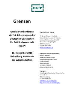 Grenzen - DGfP - Deutsche Gesellschaft f&uuml;r Politikwissenschaft