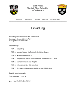 Einladung zur Ortsbeiratssitzung Ober-Schmitten am 04.10