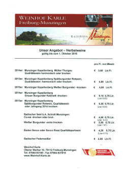 Unsere Herbstweine 2016 - Weinhof Karle - Freiburg