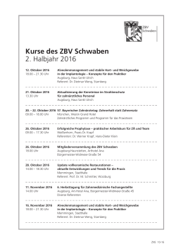 Kurse des ZBV Schwaben 2. Halbjahr 2016
