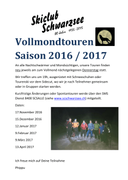Vollmondtouren Saison 2016 / 2017