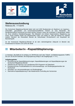 Mitarbeiter/in –Kapazitätsplanung - Hochschule Magdeburg