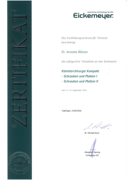 Kleintierchirurgie Schrauben und Platten