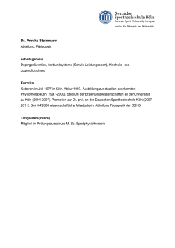 Dr. Annika Steinmann - Deutsche Sporthochschule K&ouml;ln