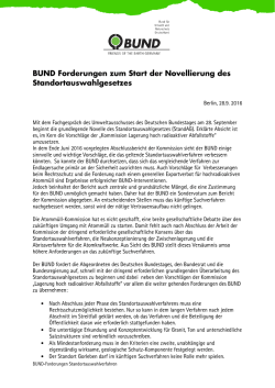 BUND-Forderungen zum Start der Novellierung des