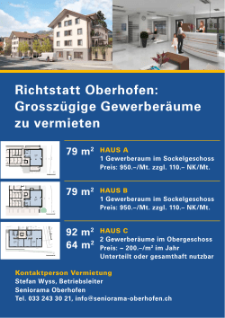 Richtstatt Oberhofen: Grosszügige Gewerberäume zu