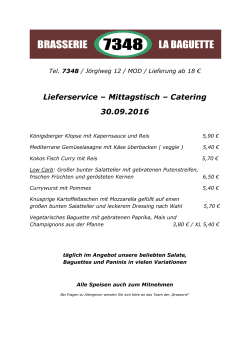 Lieferservice – Mittagstisch – Catering 30.09.2016