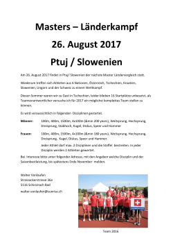 Länderkampf 26. August 2017 Ptuj / Slowenien