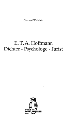 E. T. A. Hoffmann Dichter - Psychologe