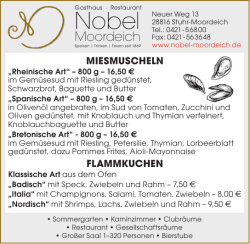 JETZT Frische Miesmuscheln, Flammekuchen, Pfifferlinge