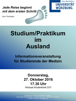 Info-Veranstaltung Studium/Praktikum im Ausland am 27.10.2016